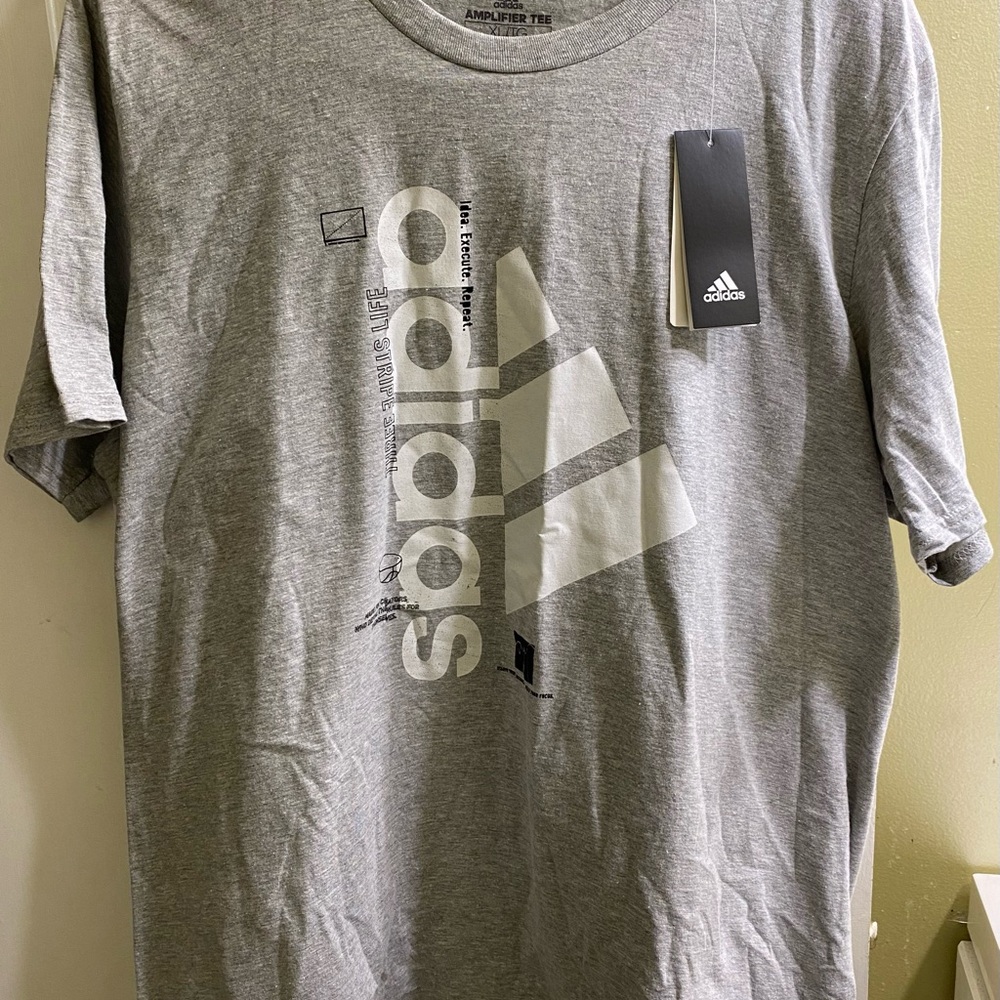 Adidas Gray Short Sleeve Tee with Logo